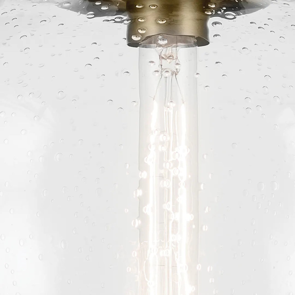 Avery 15" Semi-Flush Mount Light with Clear Seeded Glass, Natural Brass Finish - Bees Lighting