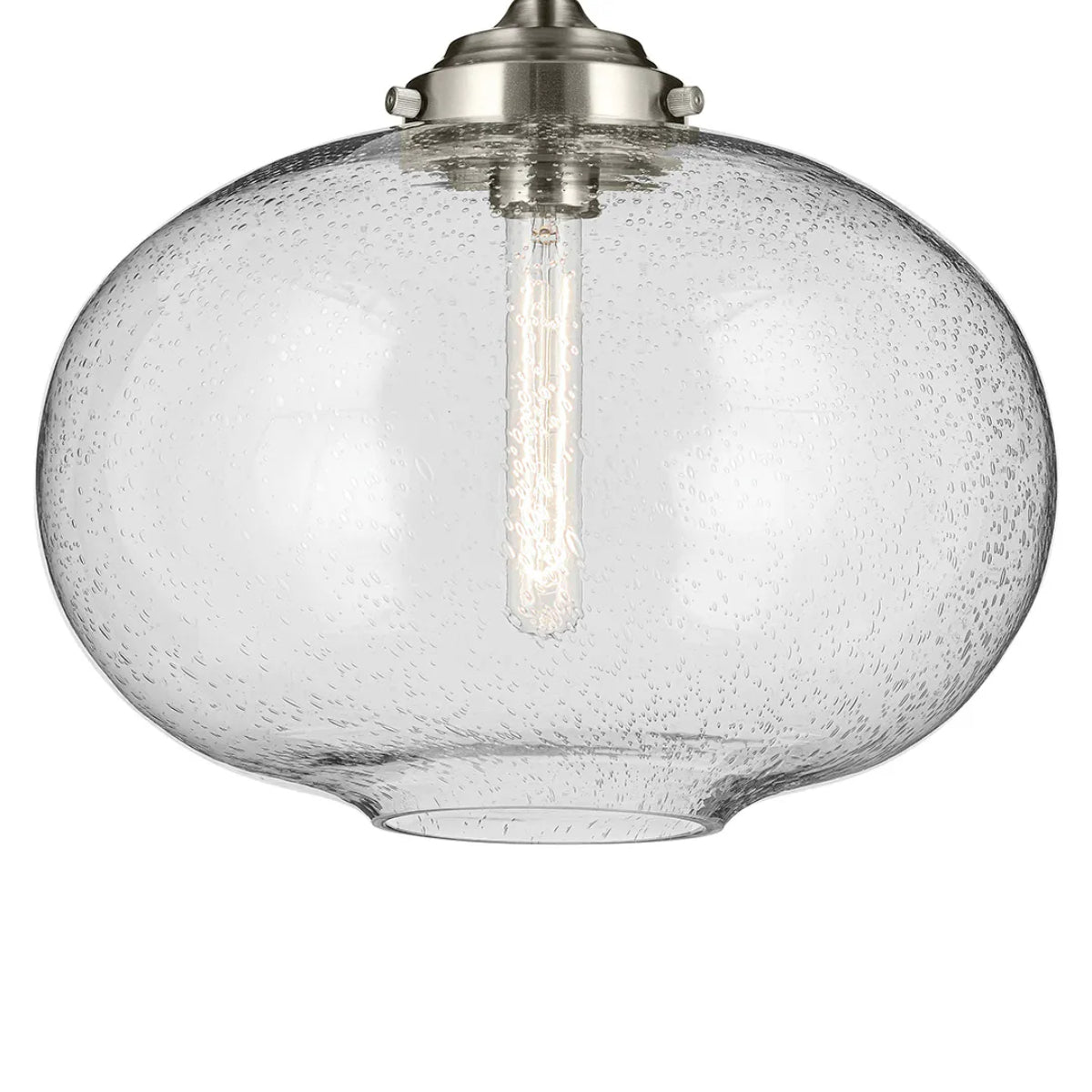 Avery 15" Semi-Flush Mount Light with Clear Seeded Glass, Brushed Nickel Finish - Bees Lighting
