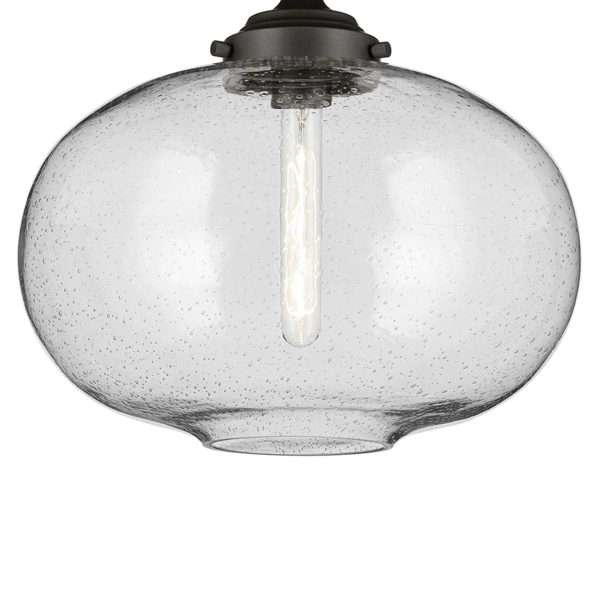 Avery 15" Semi-Flush Mount Light with Clear Seeded Glass, Olde Bronze Finish - Bees Lighting