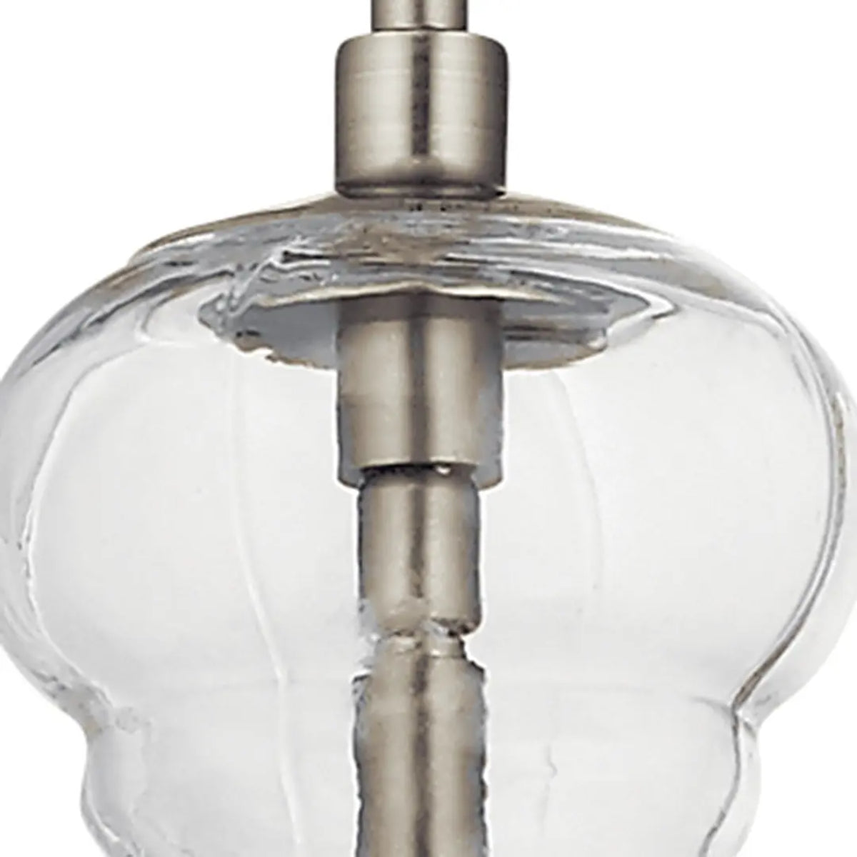 Riviera 13" 1-Light Pendant Light with Clear Ribbed Glass, Brushed Nickel Finish - Bees Lighting