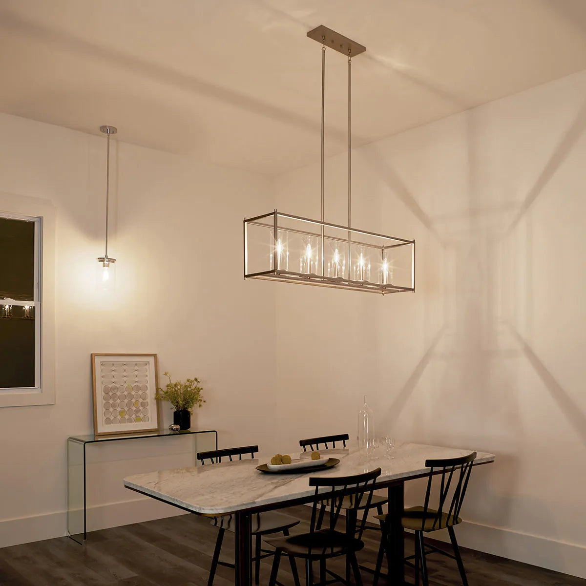 Crosby 42" 5-Light Linear Chandelier with Clear Glass, Brushed nickel Finish - Bees Lighting