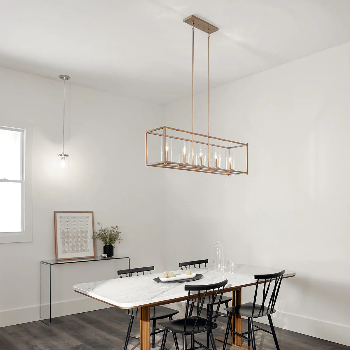 Crosby 42" 5-Light Linear Chandelier with Clear Glass, Brushed nickel Finish - Bees Lighting