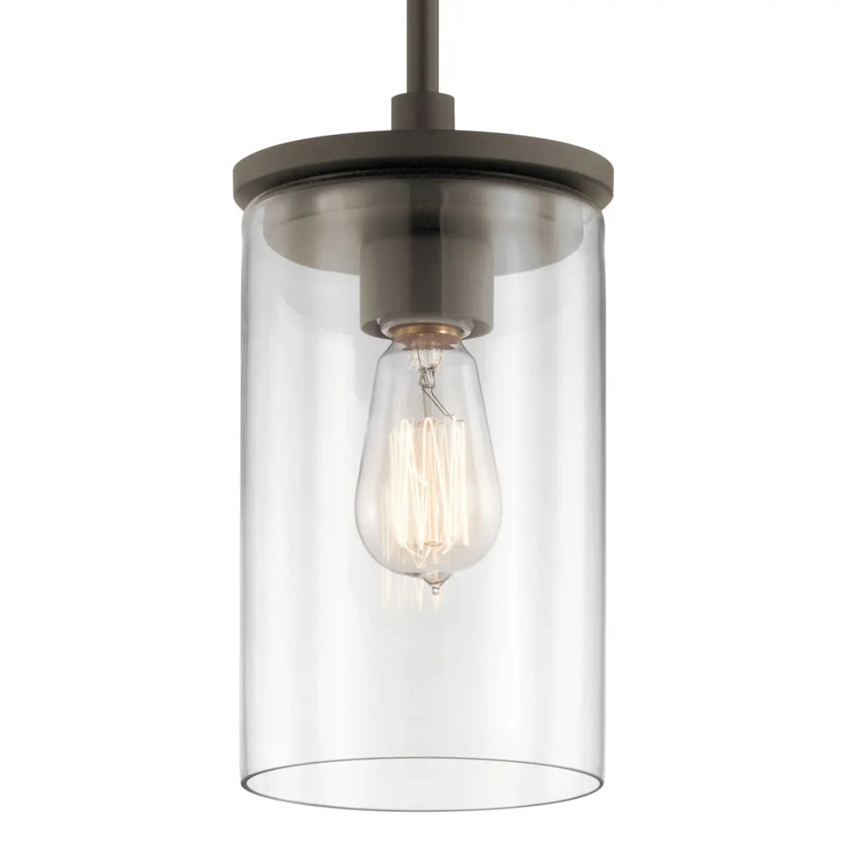 Crosby 11" 1-Light Mini Pendant Light with Clear Glass, Olde Bronze Finish - Bees Lighting