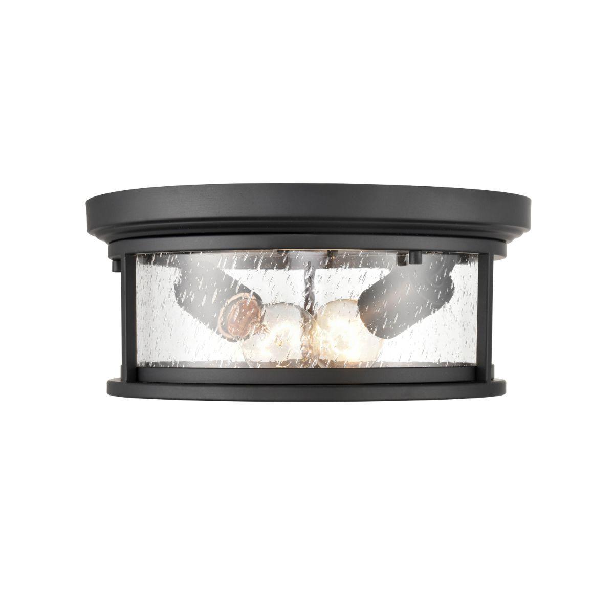 Bresley 12 In. 2 Lights Outdoor Flush Mount with Seeded glass - Bees Lighting