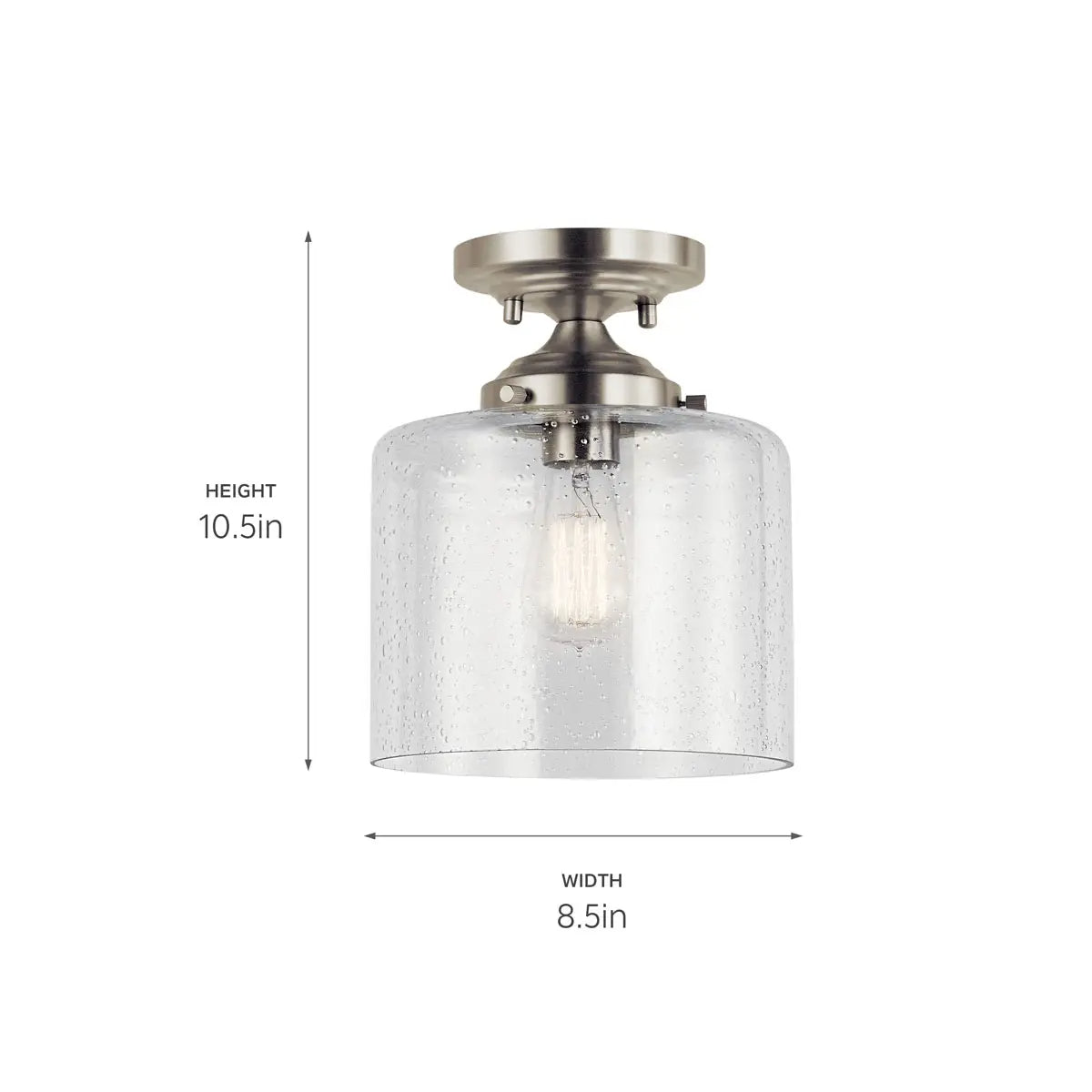 Winslow 11" 1-Light Semi-Flush Mount Light, Brushed Nickel Finish - Bees Lighting