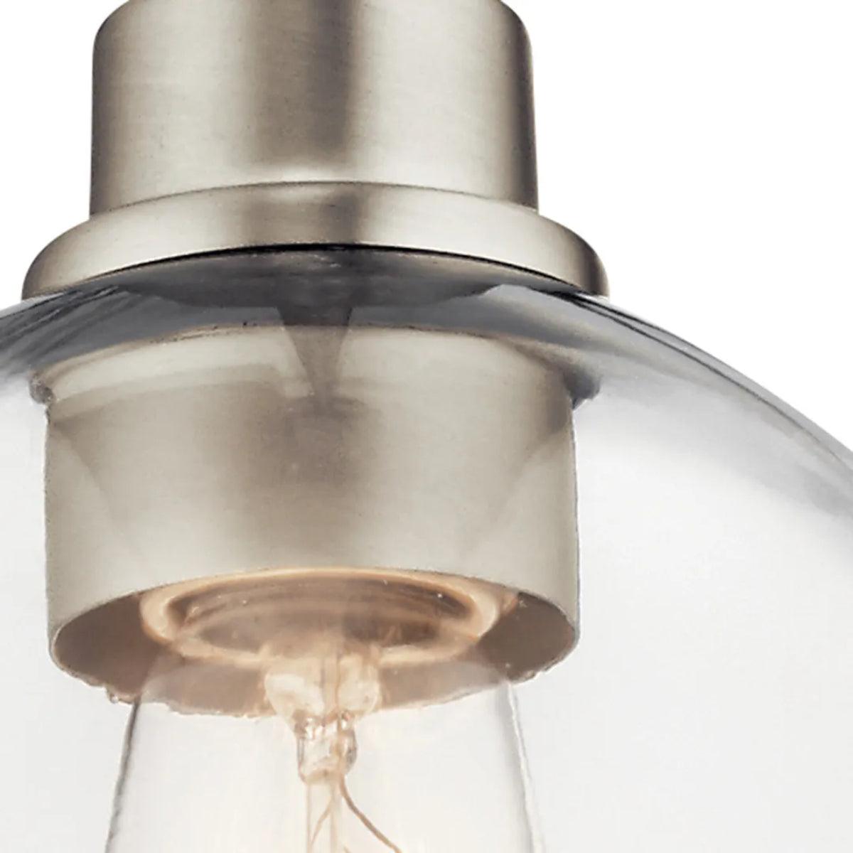Harmony 8" 1-Light Mini Pendant Light with Clear glass, Brushed nickel Finish - Bees Lighting