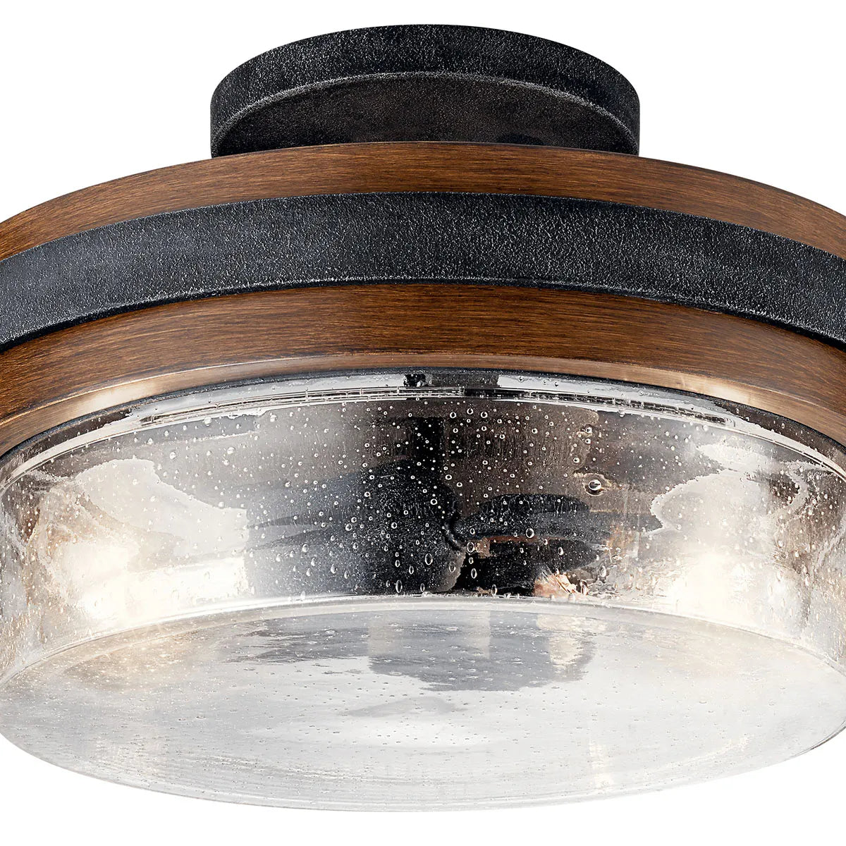Grand Bank 12" 2-Light Semi-Flush Mount Light with Clear seeded glass, Auburn stained Finish - Bees Lighting