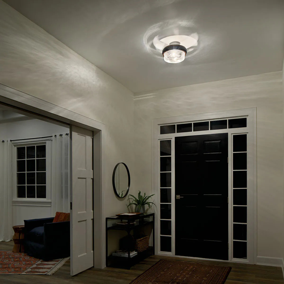 Grand Bank 12" 2-Light Semi-Flush Mount Light with Clear seeded glass, Auburn stained Finish - Bees Lighting