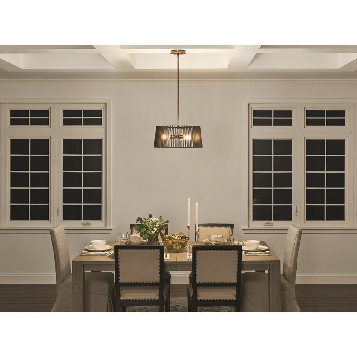 Linara 19 in. 3 Lights Convertible Pendant/Semi Flush Mount Light Black finish - Bees Lighting