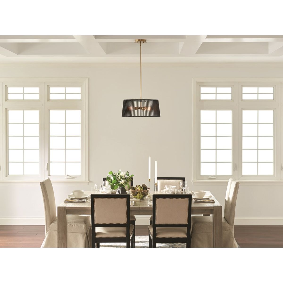 Linara 19 in. 3 Lights Convertible Pendant/Semi Flush Mount Light Black finish - Bees Lighting