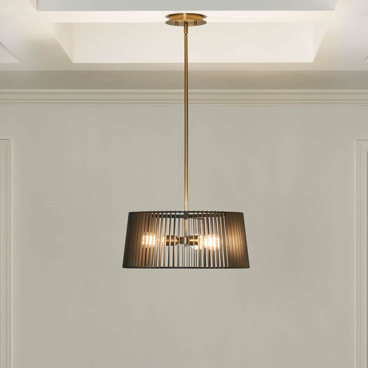 Linara 19 in. 3 Lights Convertible Pendant/Semi Flush Mount Light Black finish - Bees Lighting