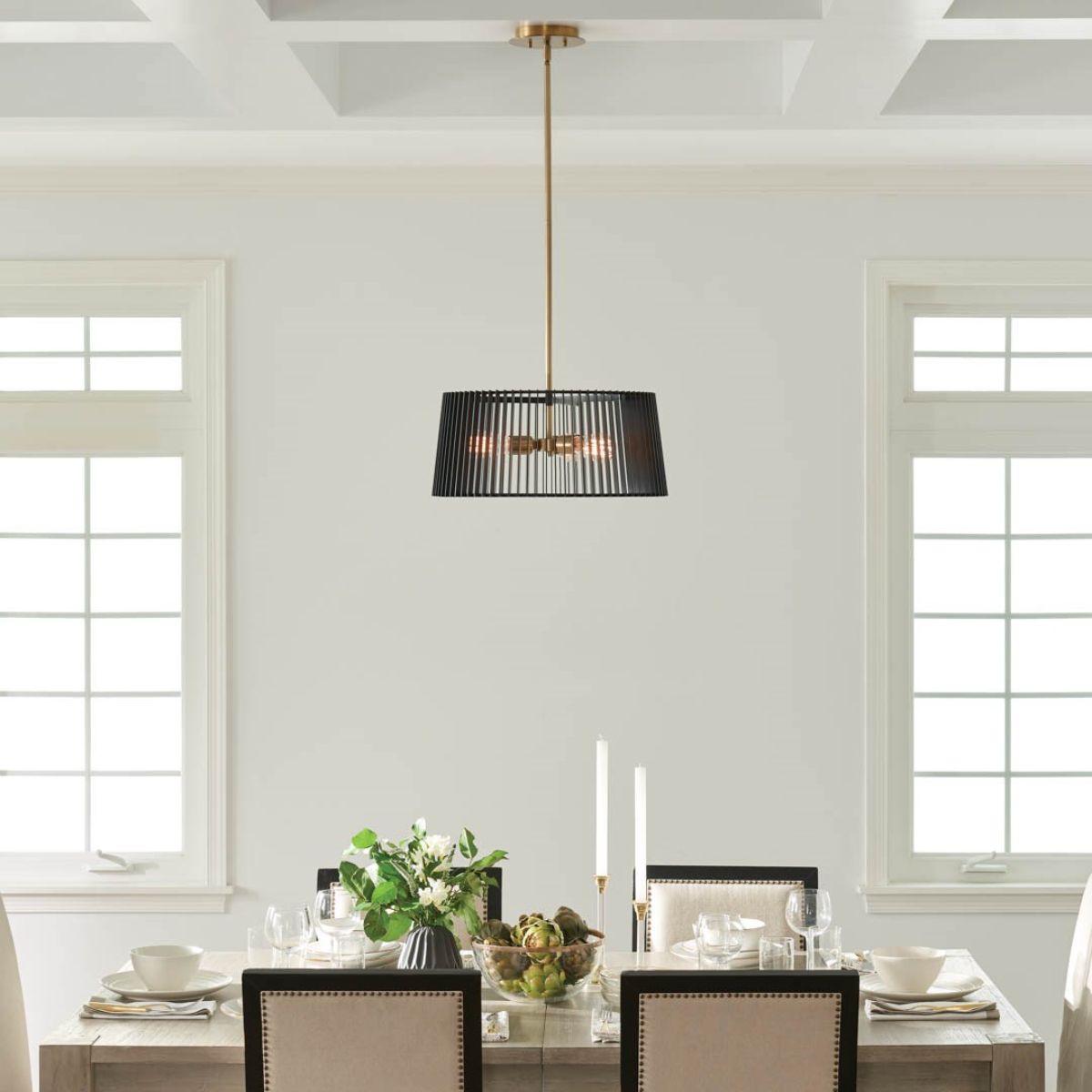 Linara 19 in. 3 Lights Convertible Pendant/Semi Flush Mount Light Black finish - Bees Lighting