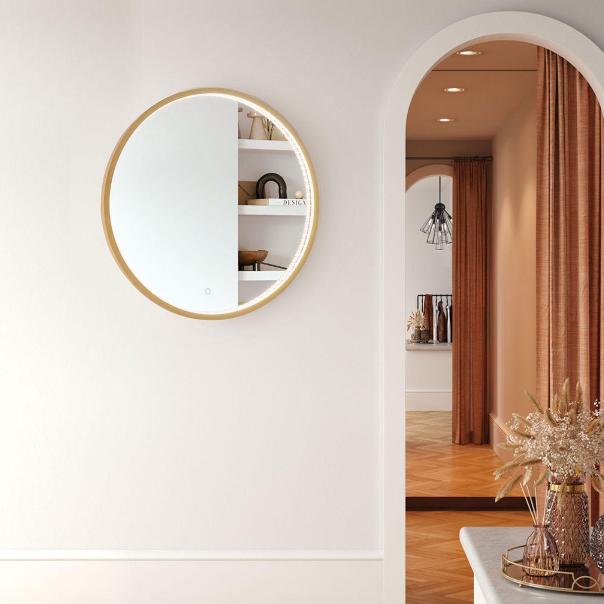 Cerissa 30 in. Round LED Wall Mirror Selectable CCT Gold Finish