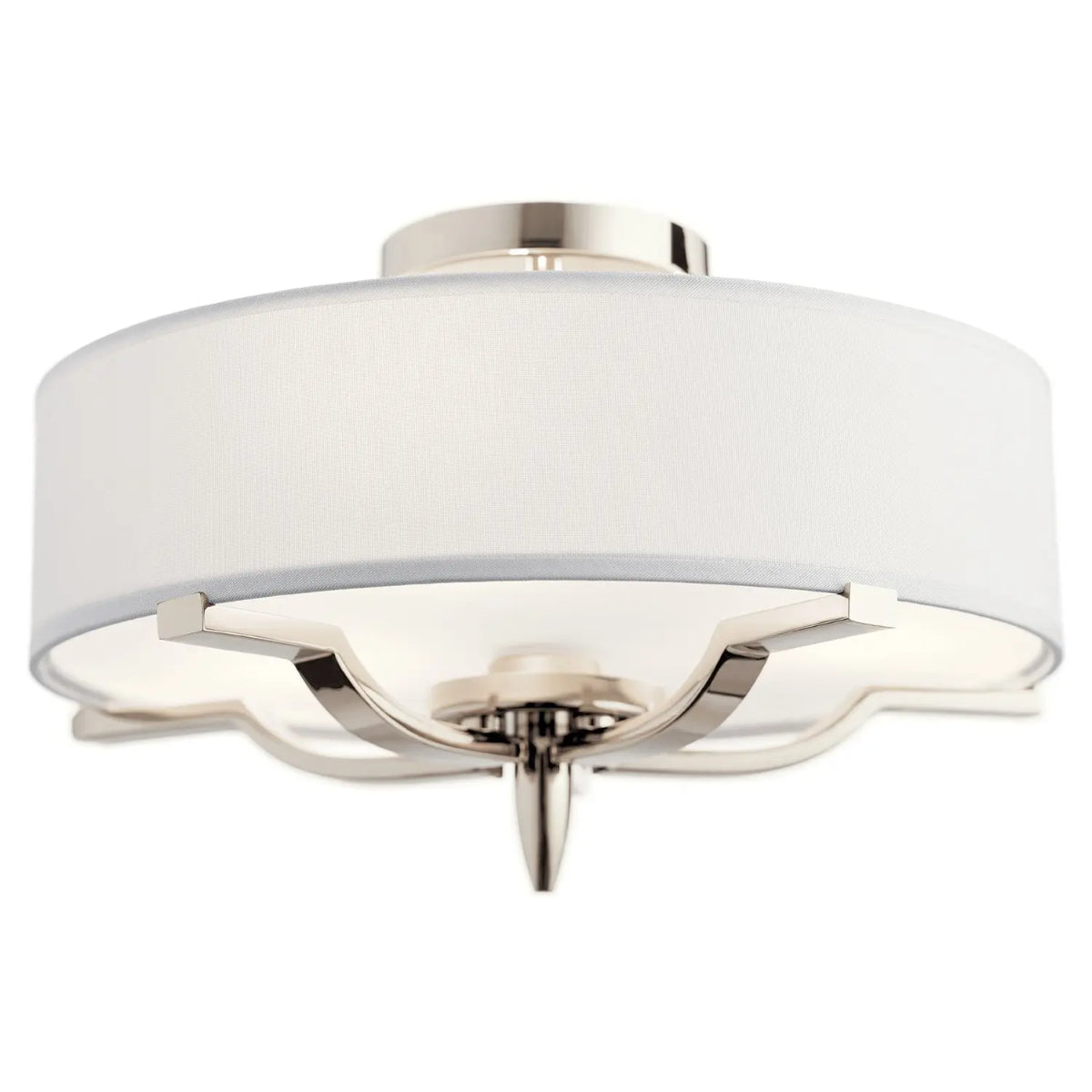 Kinsey 15" 3-Light Flush Mount, Clear Satin Etched Glass, Polished Nickel - Bees Lighting