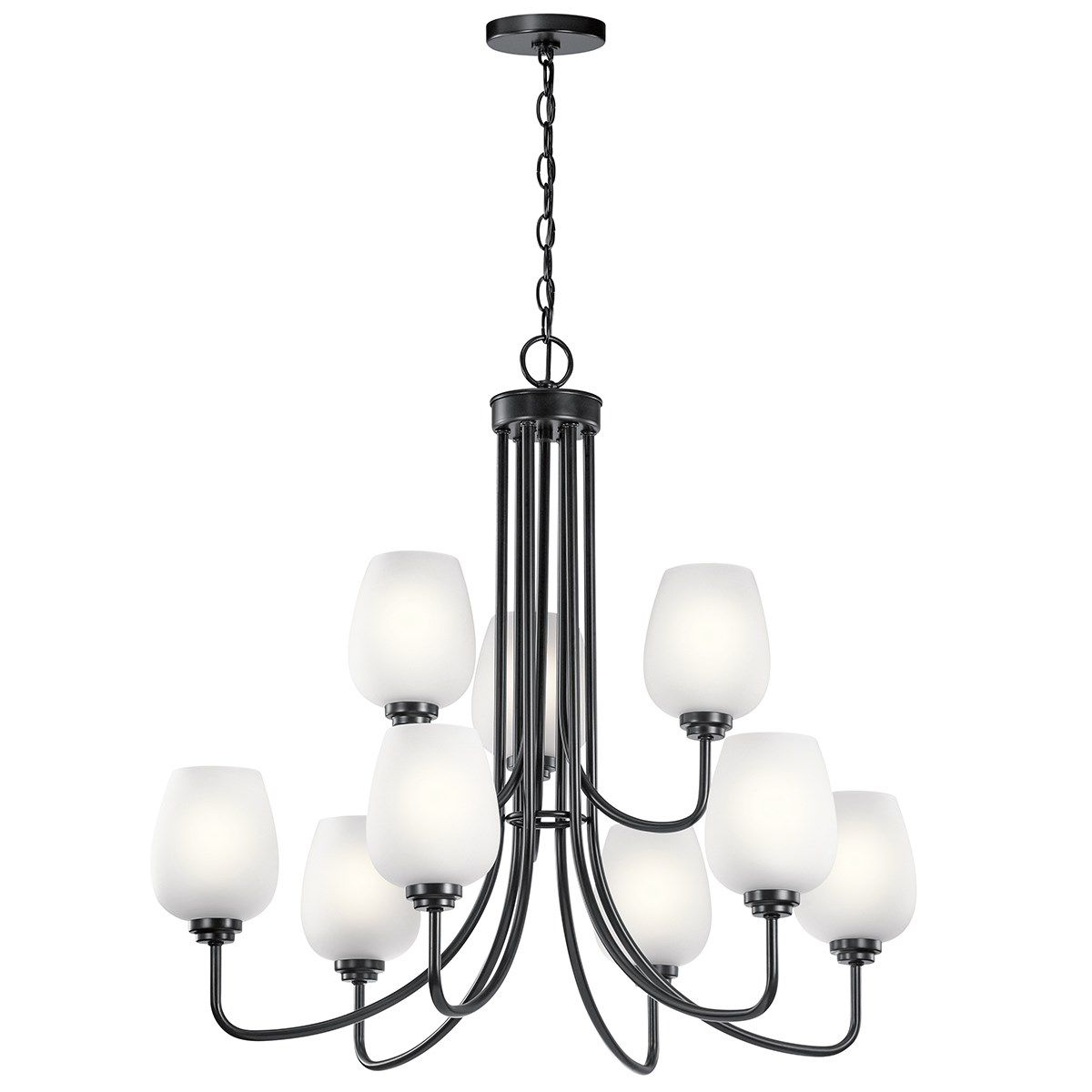 Valserrano 32 in. 9 Lights Chandelier with satin etched glass