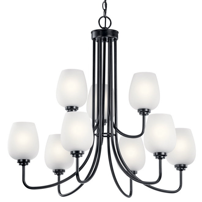 Valserrano 32 in. 9 Lights Chandelier with satin etched glass