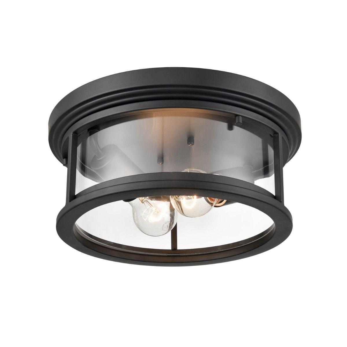 Bresley 12 In. 2 Lights Outdoor Flush Mount with Clear glass - Bees Lighting