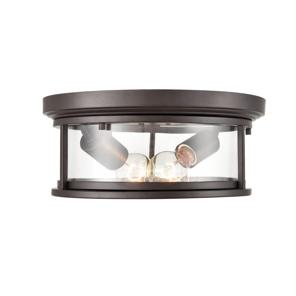 Bresley 12 In. 2 Lights Outdoor Flush Mount with Clear glass - Bees Lighting