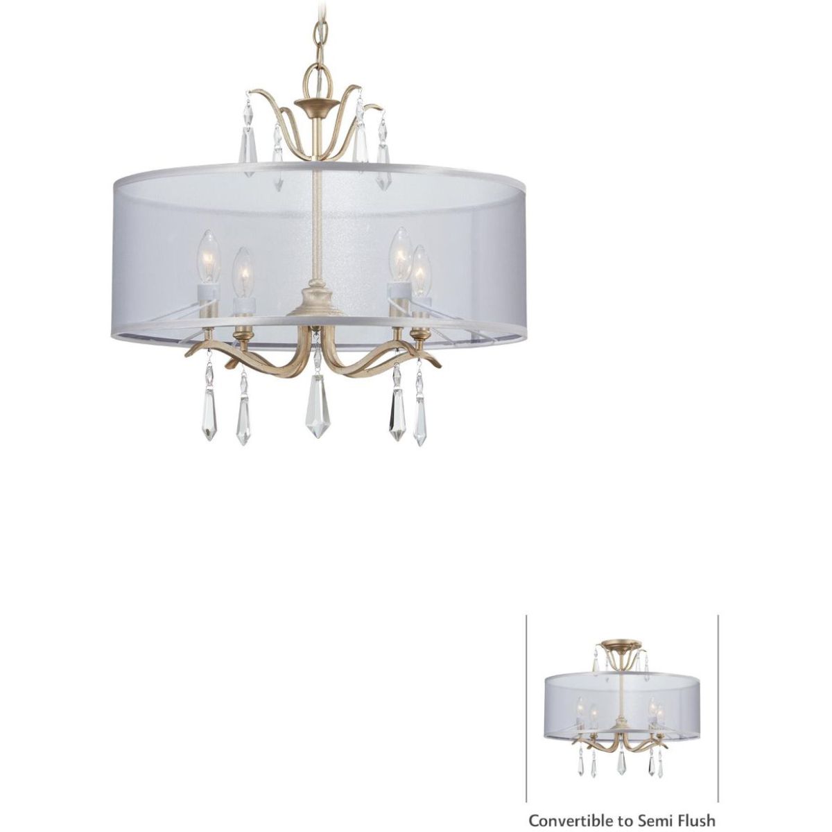 Laurel Estate 20 in. 4 Lights Semi flush Mount Light Gold finish - Bees Lighting