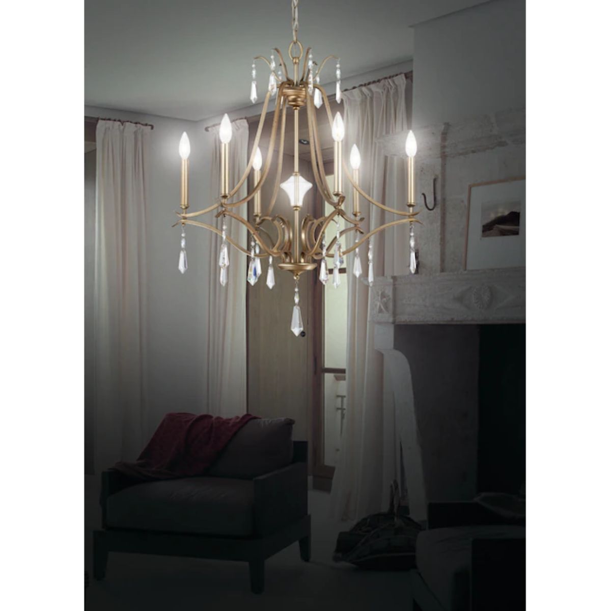 Laurel Estate 27 in. 6 Lights Chandelier Gold finish - Bees Lighting