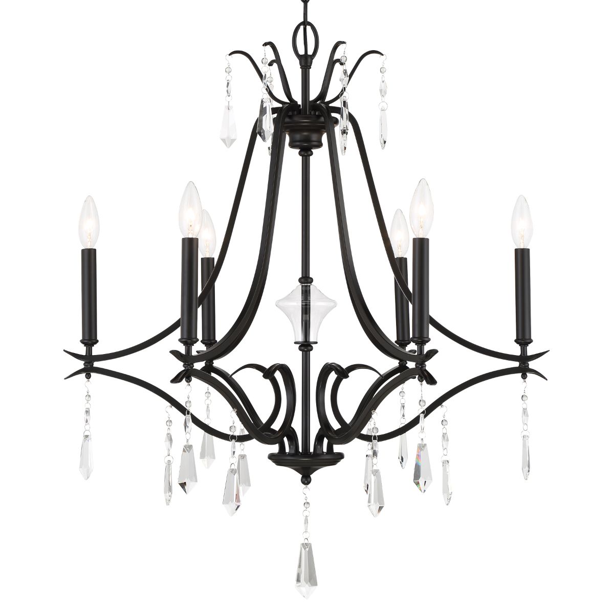 Laurel Estate 27 In. 6 Lights Chandelier Black Finish - Bees Lighting