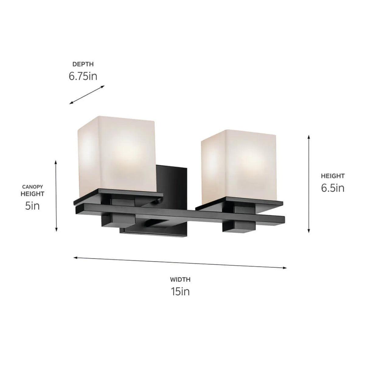 Tully 15 In 2-Lights Bathroom Vanity Light Black Finish - Bees Lighting
