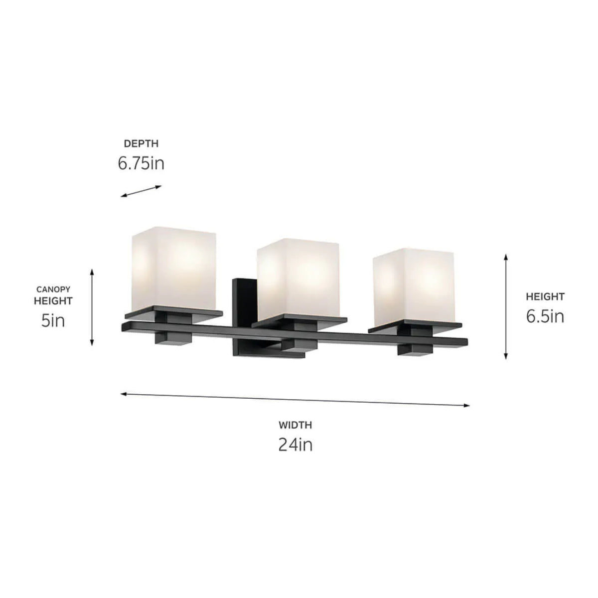 Tully 24 in 3 Lights Bathroom Vanity Light Black Finish - Bees Lighting