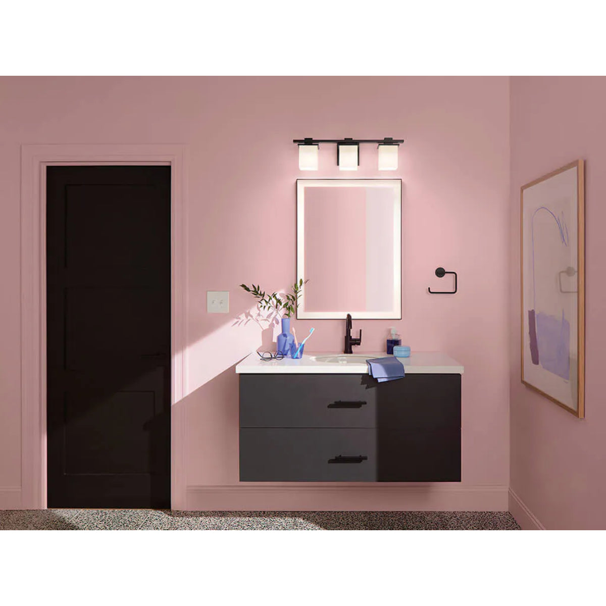 Tully 24 in 3 Lights Bathroom Vanity Light Black Finish - Bees Lighting
