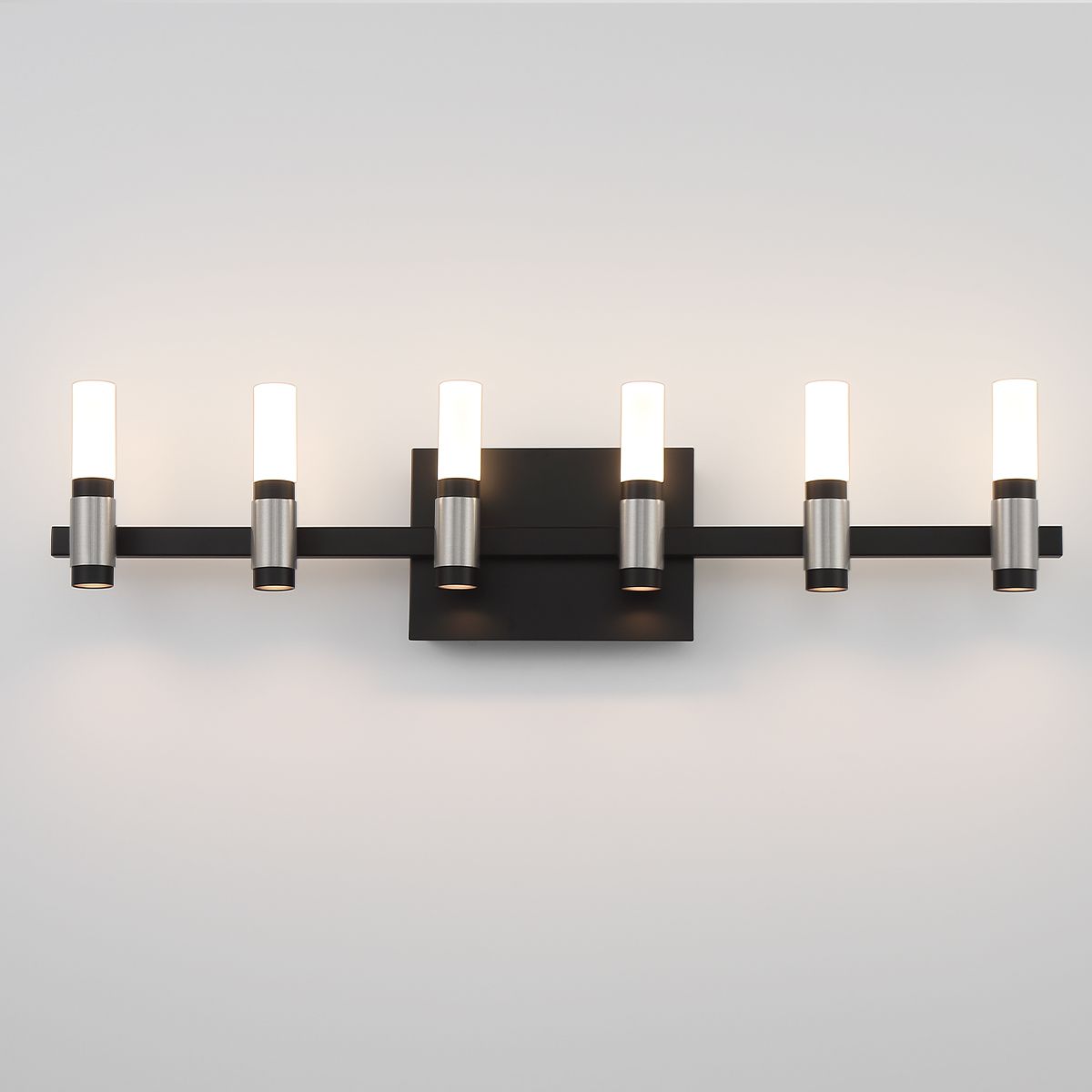 Albany 12 Lights 27 in. LED Vanity Light Black & Nickel Finish - Bees Lighting