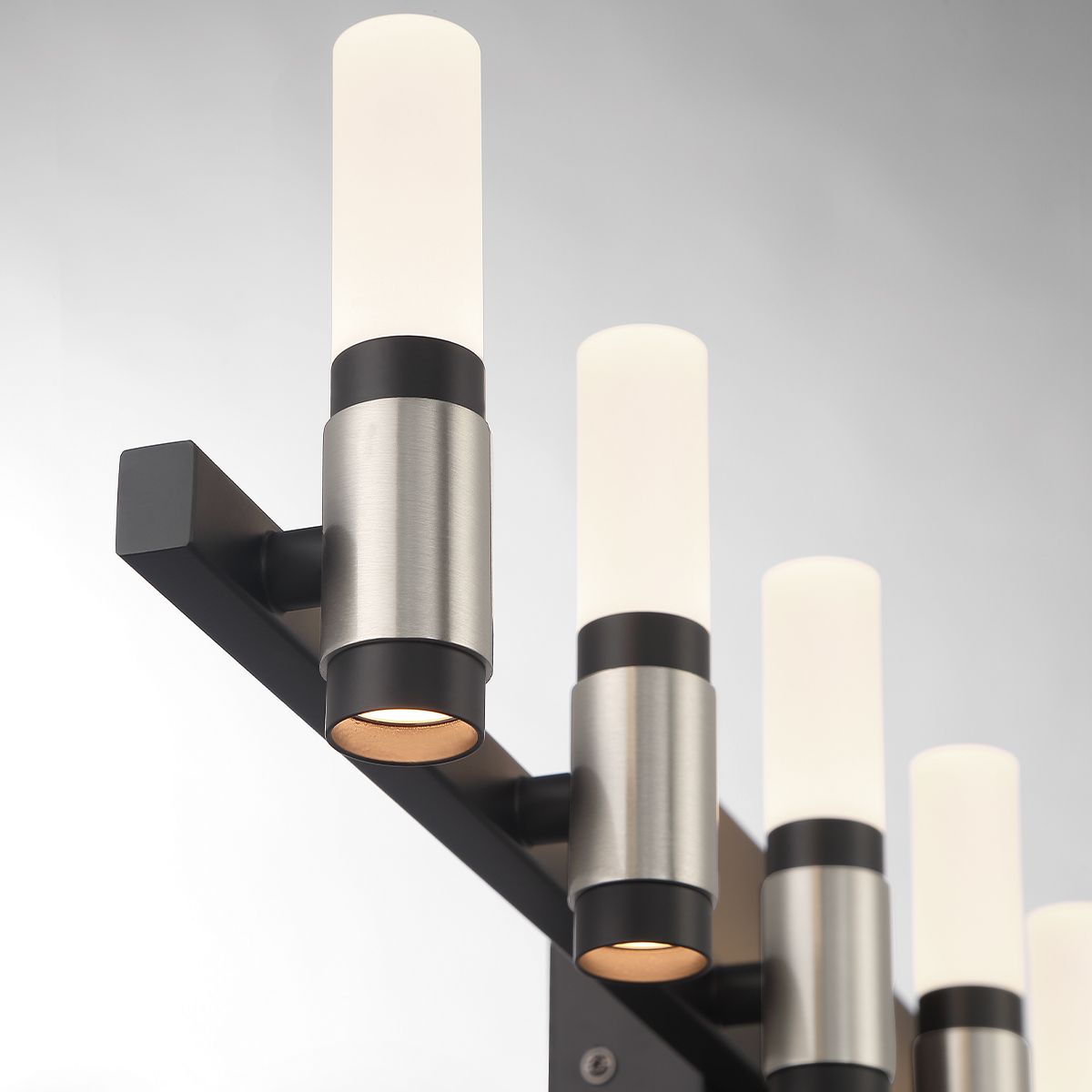 Albany 14 Lights 32 in. LED Vanity Light Black & Nickel Finish - Bees Lighting