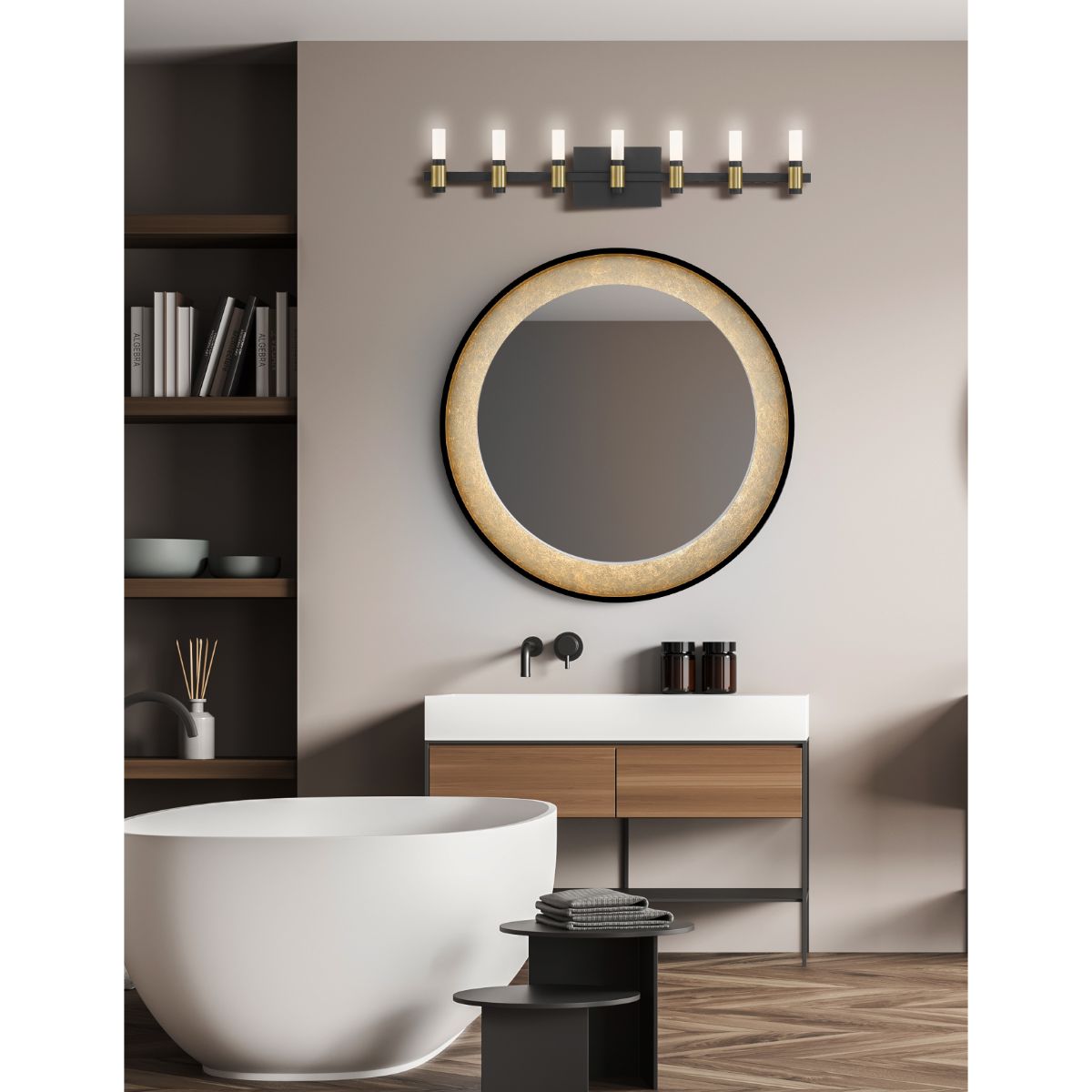 Albany 14 Lights 32 in. LED Vanity Light Black & Nickel Finish - Bees Lighting