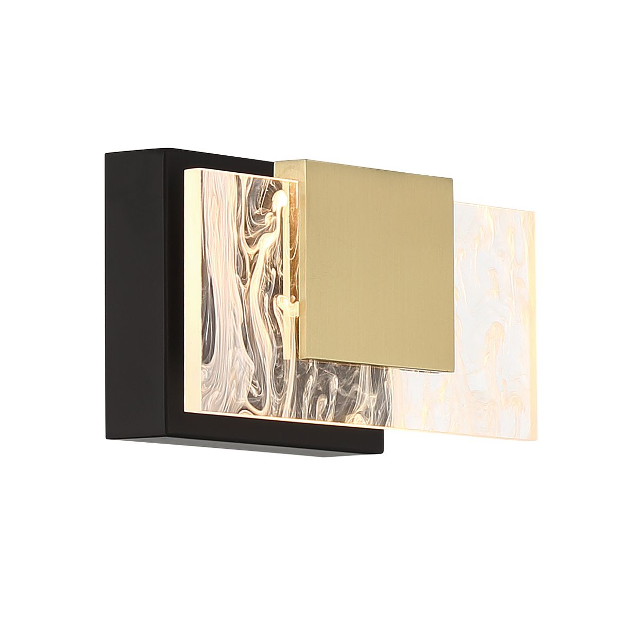 Kasha 9 in. LED Bath Sconce Black & Brass Finish - Bees Lighting
