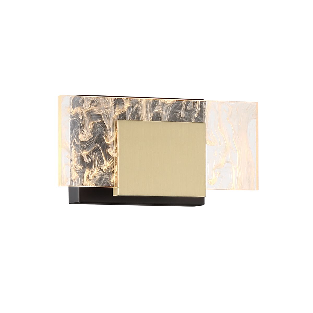 Kasha 9 in. LED Bath Sconce Black & Brass Finish - Bees Lighting
