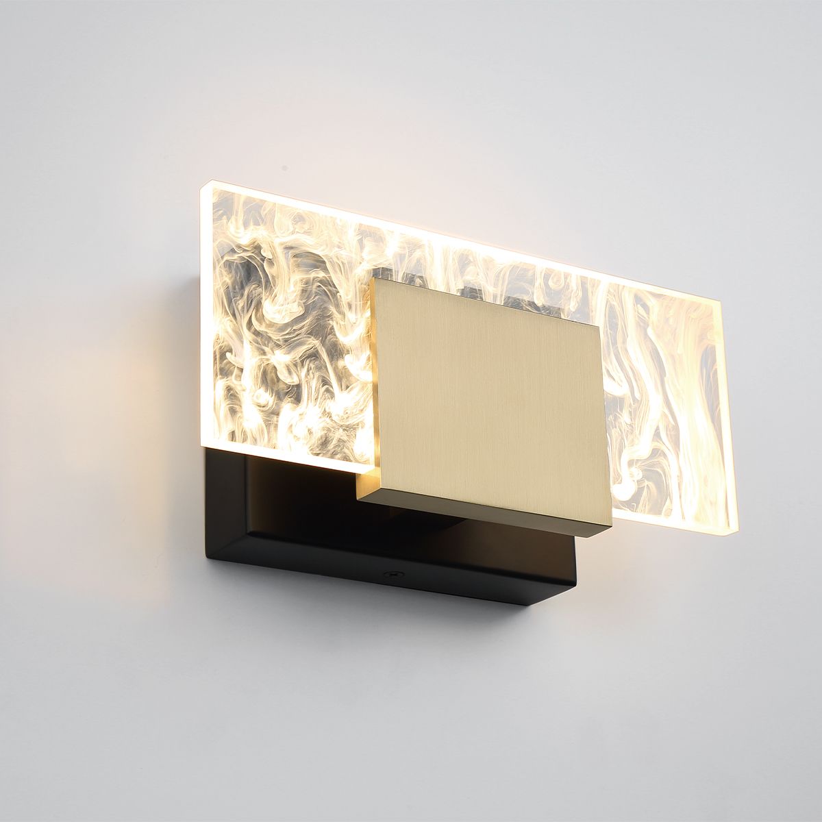 Kasha 9 in. LED Bath Sconce Black & Brass Finish - Bees Lighting