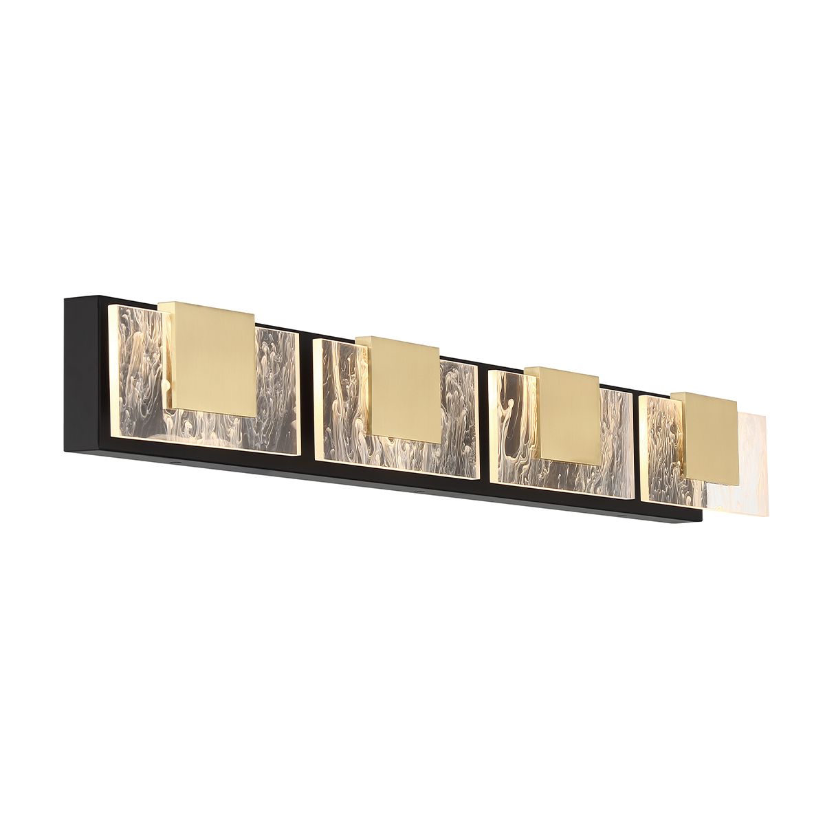 Kasha 4 Lights 37 in. LED Vanity Light Black & Brass Finish - Bees Lighting