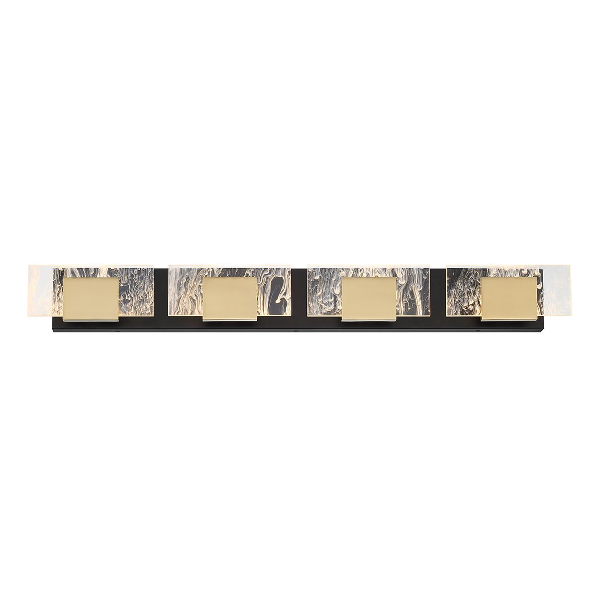 Kasha 4 Lights 37 in. LED Vanity Light Black & Brass Finish - Bees Lighting