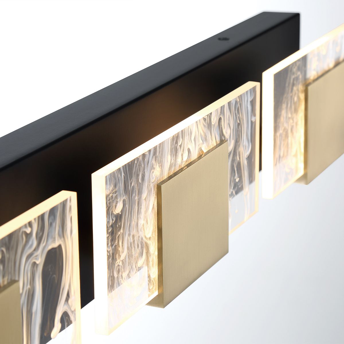 Kasha 4 Lights 37 in. LED Vanity Light Black & Brass Finish - Bees Lighting