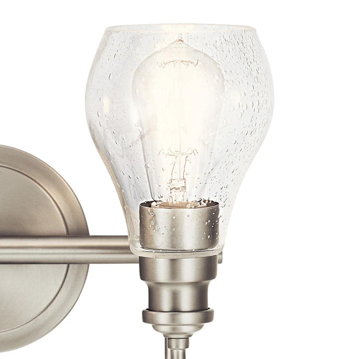Greenbrier 14 In 2-Lights Bathroom Vanity Light With Clear Seeded Glass, Brushed Nickel Finish - Bees Lighting