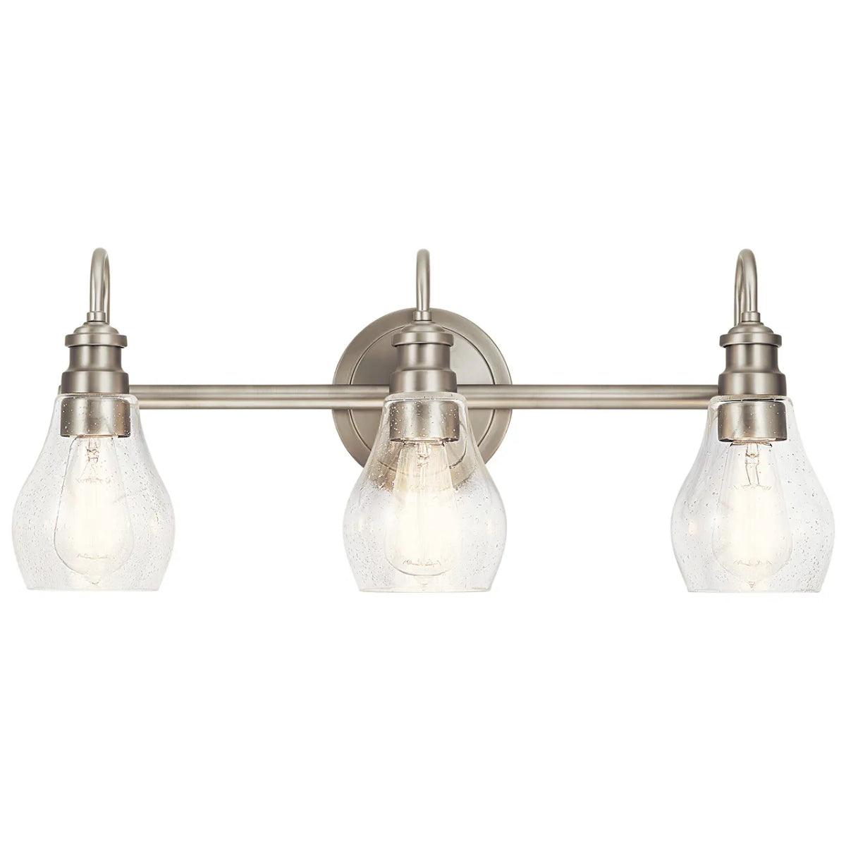 Greenbrier 24 In 3-Lights Bathroom Vanity Light With Clear Seeded Glass, Brushed Nickel Finish - Bees Lighting