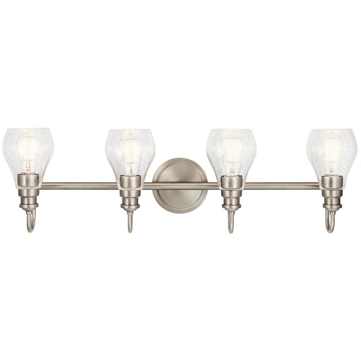 Greenbrier 34 In 4-Lights Bathroom Vanity Light With Clear Seeded Glass, Brushed Nickel Finish - Bees Lighting