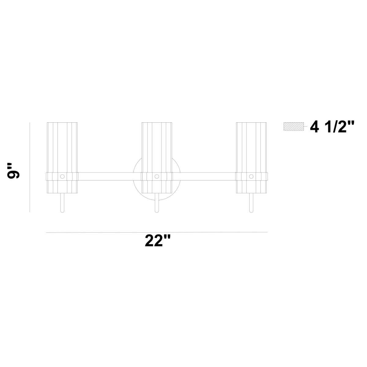 Brook 22 in. 3 Lights Vanity Light Brass Finish - Bees Lighting