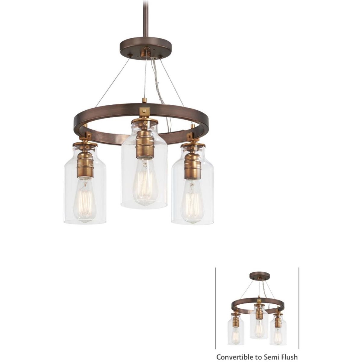 Morrow 16 in. 3 Lights Semi flush Mount Light Bronze finish - Bees Lighting