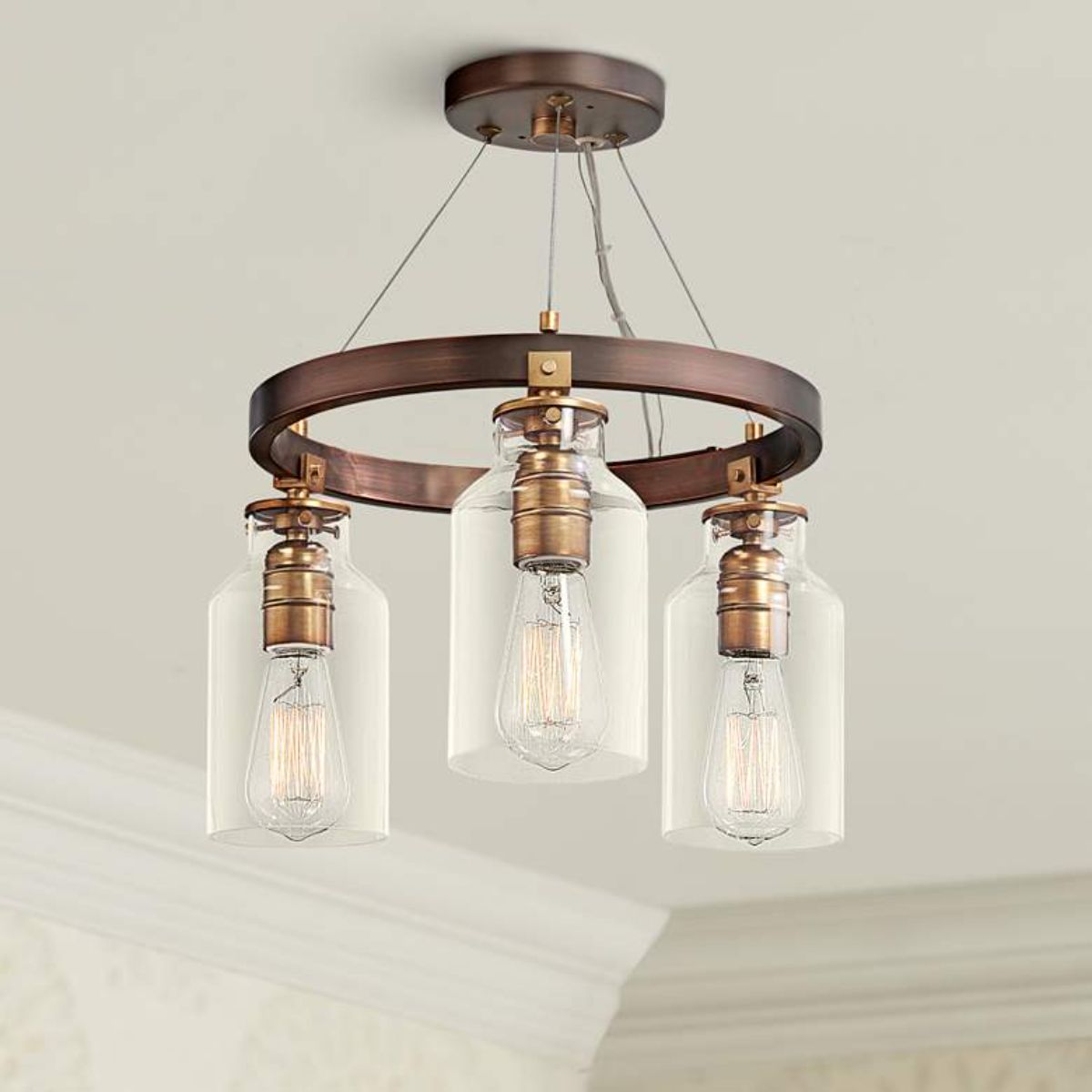 Morrow 16 in. 3 Lights Semi flush Mount Light Bronze finish - Bees Lighting