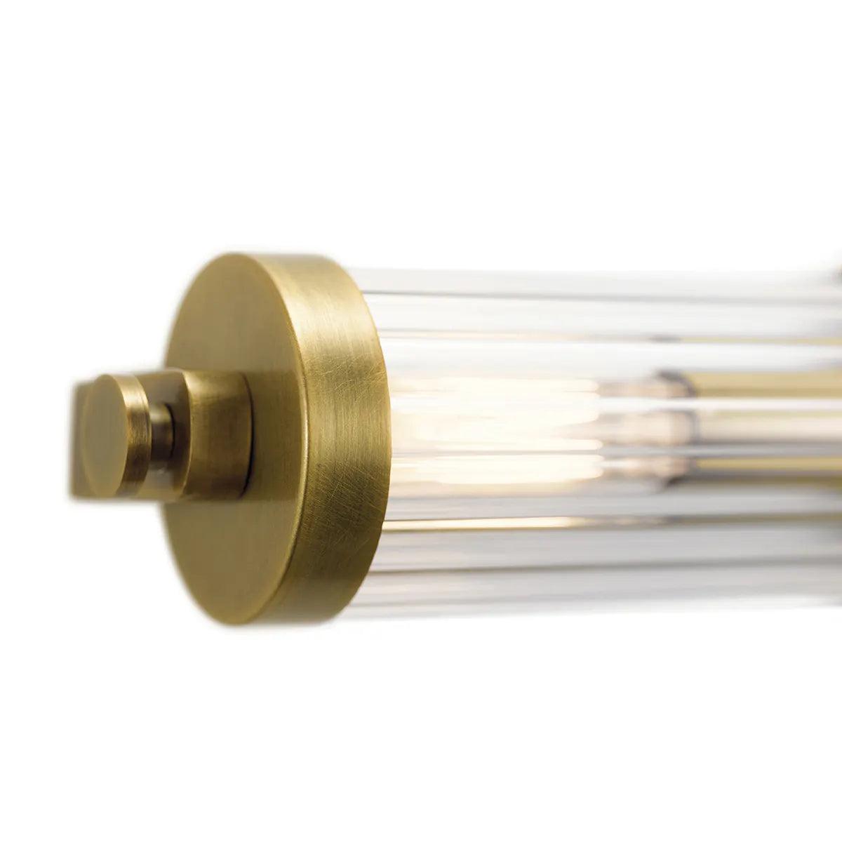 Azores 25 In 4-Lights Bathroom Vanity Light With Clear Fluted Glass, Brass Finish - Bees Lighting