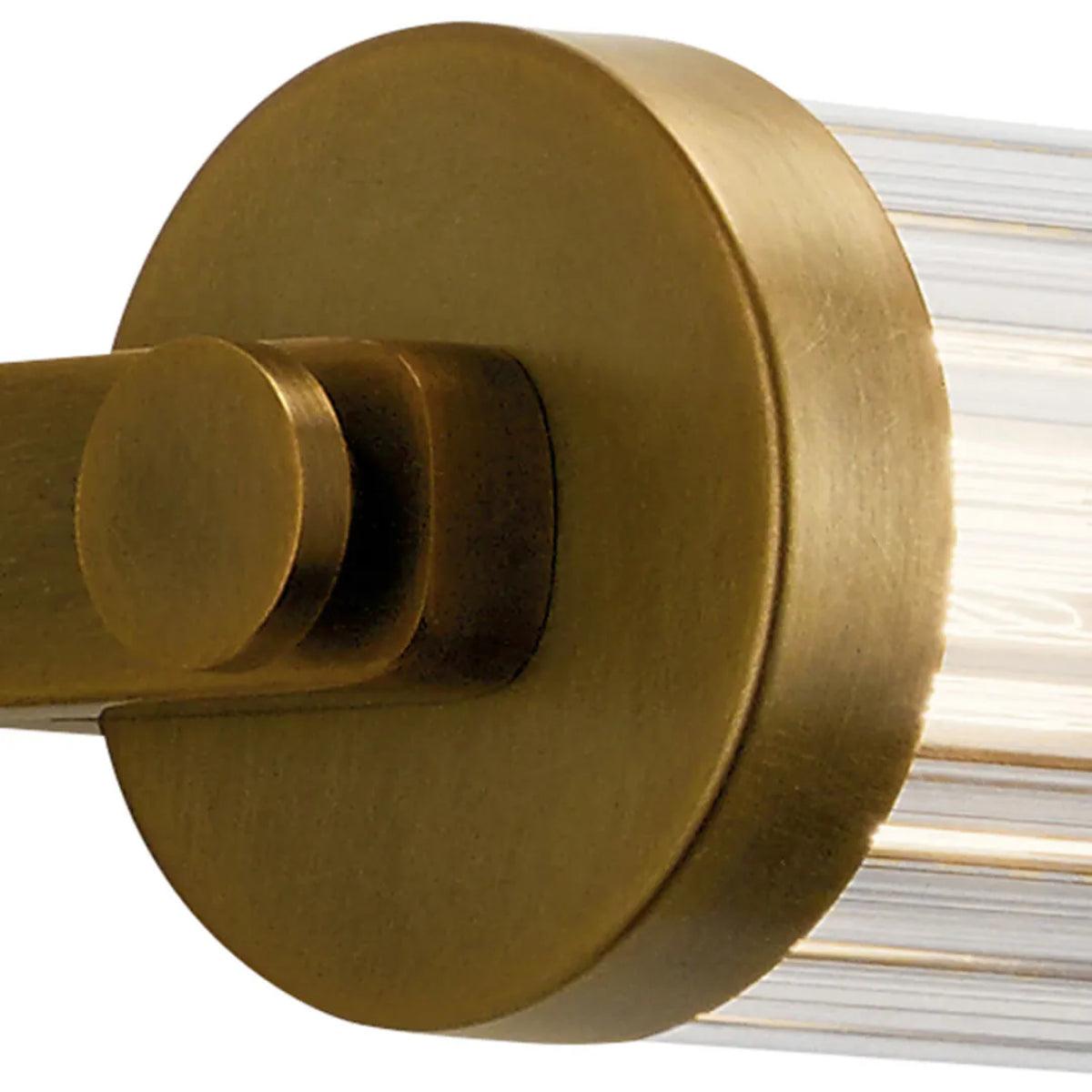 Azores 32 In 5-Lights Bathroom Vanity Light With Clear Fluted Glass, Brass Finish - Bees Lighting