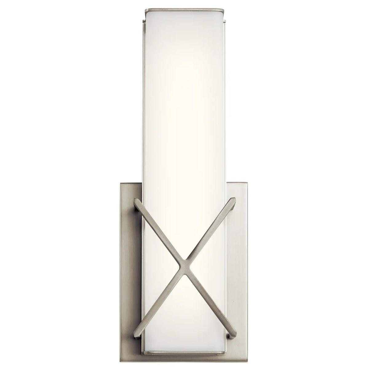 Trinsic 12" 1-Light LED Wall Sconce With Clear Satin Etched Glass, Brushed Nickel Finish - Bees Lighting