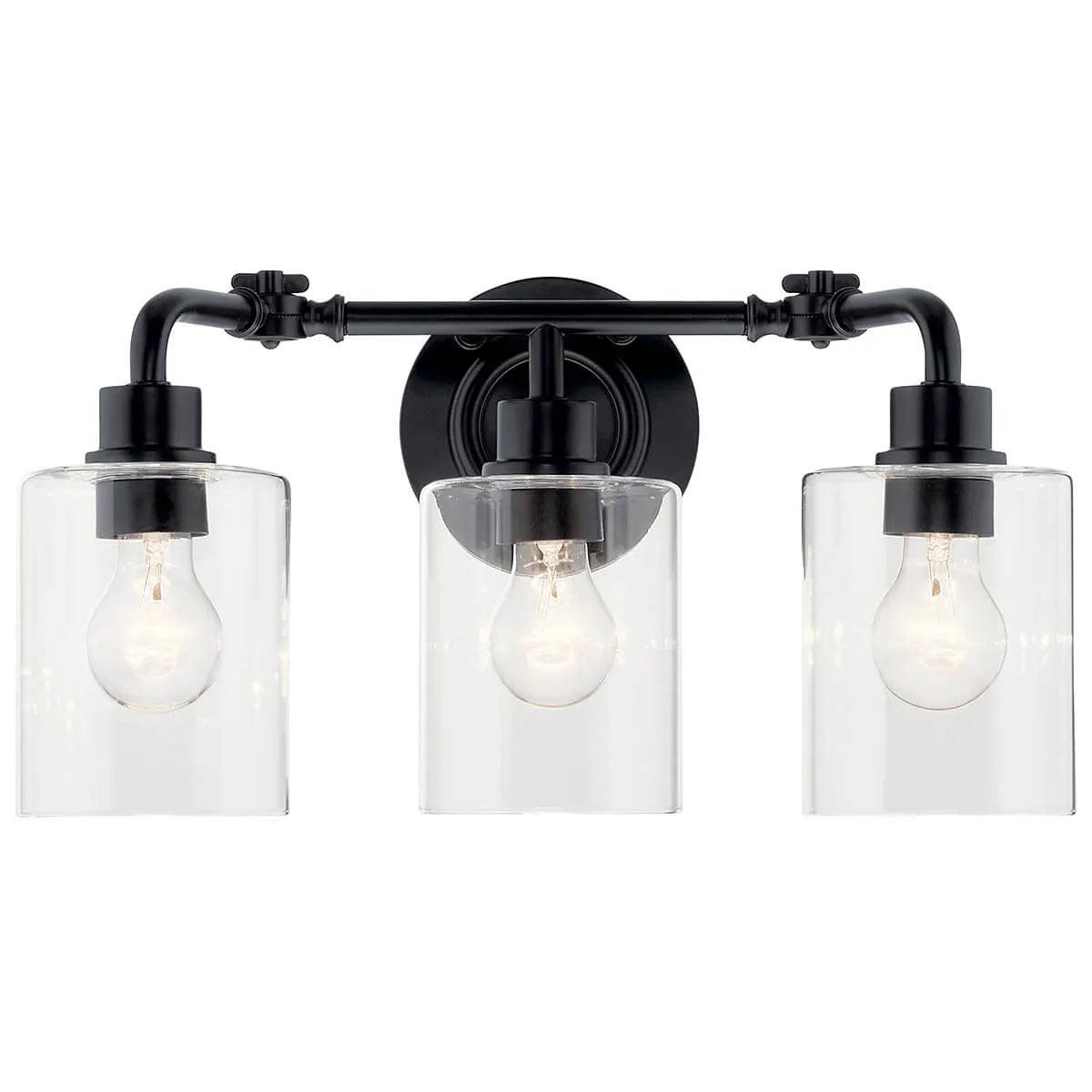Gunnison 24 In 3-Lights Bathroom Vanity Light, Black Finish - Bees Lighting