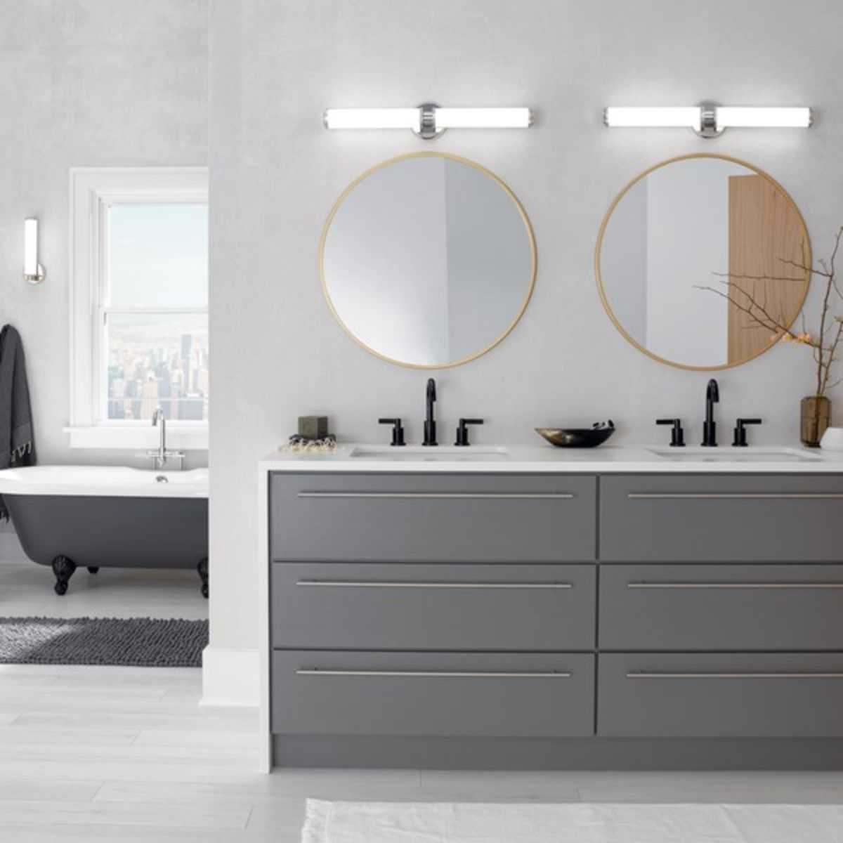 Indeco 27 in. 2 Lights LED Vanity Light Brass Finish - Bees Lighting