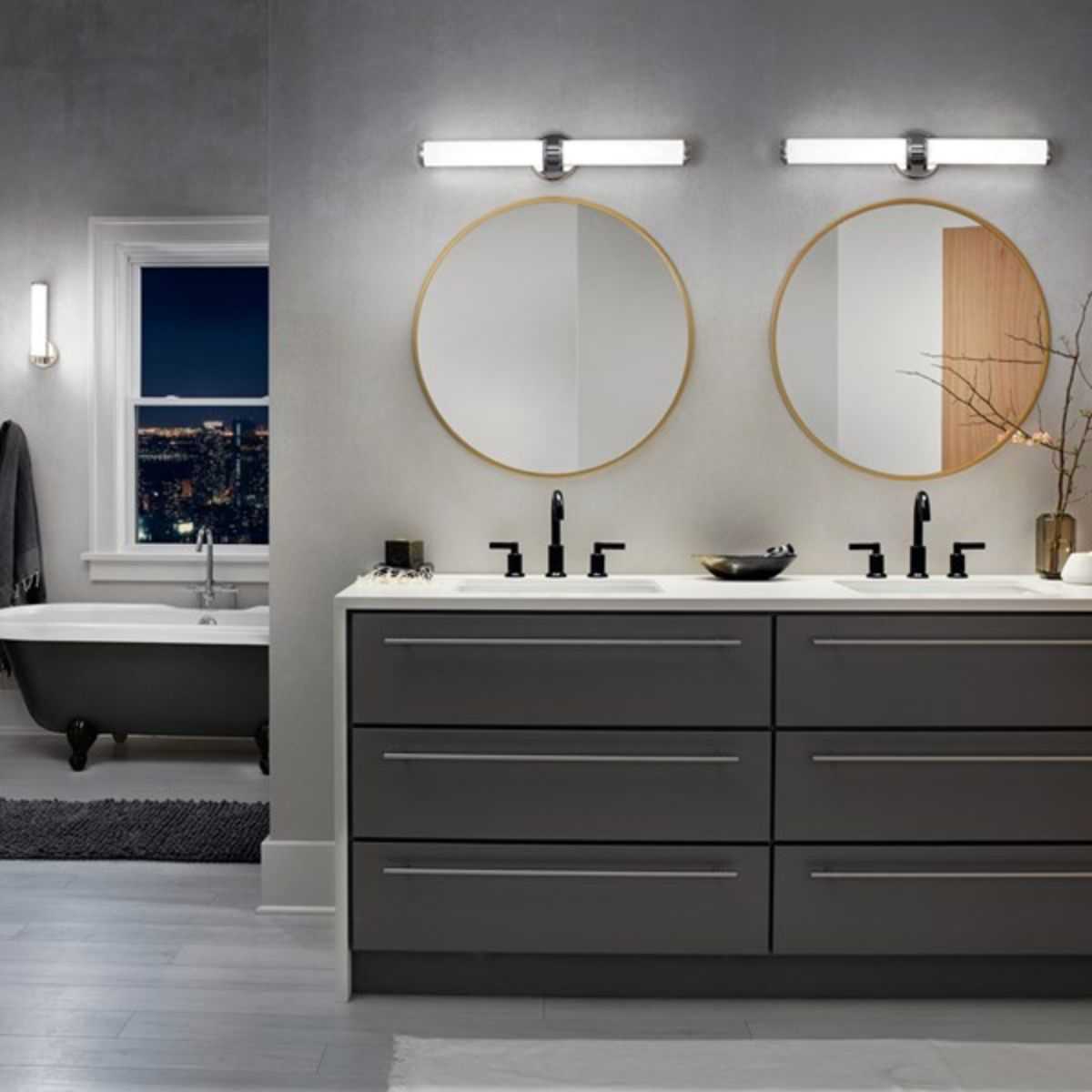 Indeco 27 in. 2 Lights LED Vanity Light Brass Finish - Bees Lighting