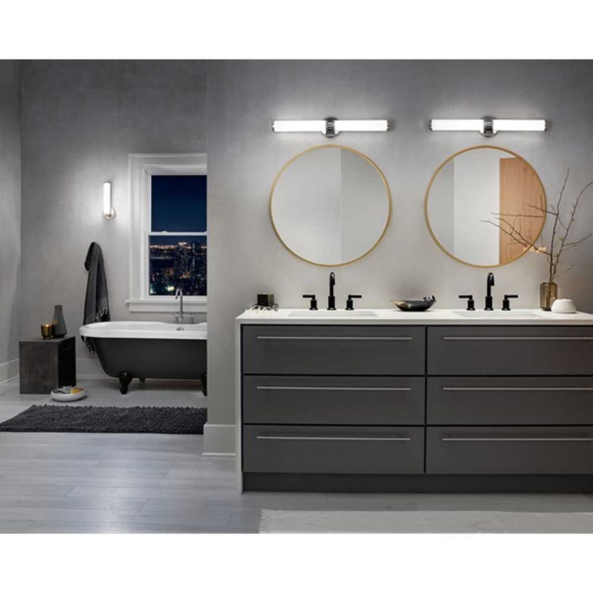 Indeco 27 in. 2 Lights LED Vanity Light Nickel Finish - Bees Lighting